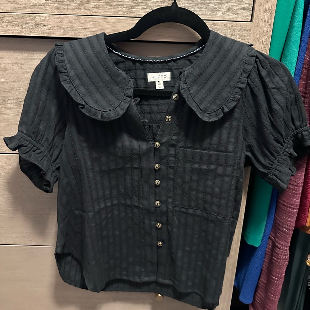 Pilcro Elegant Black Button-Up